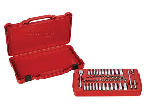 Milwaukee Hand Tools 4932464944 1/4in Drive Ratcheting Socket Set Metric & Imperial, 50 Piece