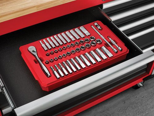 Milwaukee Hand Tools 4932464944 1/4in Drive Ratcheting Socket Set Metric & Imperial, 50 Piece