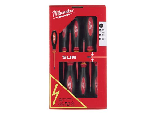 Milwaukee Hand Tools 4932471453 VDE Slim Screwdriver Set, 7 Piece