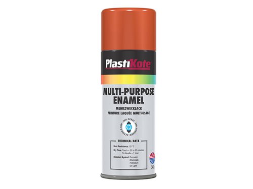 PlastiKote 440.0060110.076 Multi Purpose Enamel Spray Paint Gloss Orange 400ml