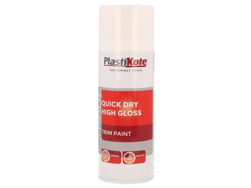 PlastiKote 440.0071007.076 Trade Quick Dry Trim Spray Paint High Gloss White 400ml