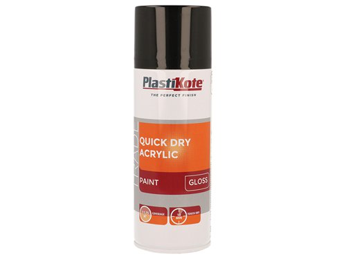 PlastiKote 440.0071009.076 Trade Quick Dry Acrylic Spray Paint Gloss Black 400ml