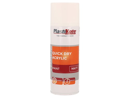 PlastiKote 440.0071010.076 Trade Quick Dry Acrylic Spray Paint Matt White 400ml
