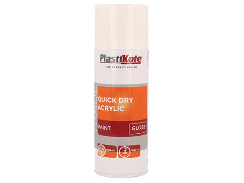 PlastiKote 440.0071011.076 Trade Quick Dry Acrylic Spray Paint Gloss White 400ml