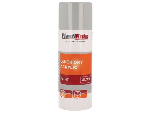 PlastiKote 440.0071012.076 Trade Quick Dry Acrylic Spray Paint Gloss Grey 400ml