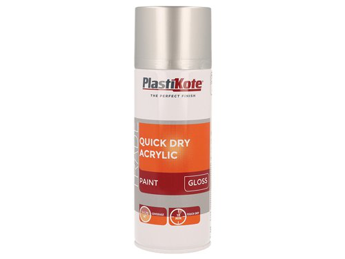 PlastiKote 440.0071013.076 Trade Quick Dry Acrylic Spray Paint Gloss Silver 400ml