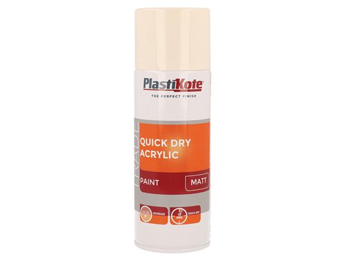 PlastiKote 440.0071015.076 Trade Quick Dry Acrylic Spray Paint Matt Magnolia 400ml