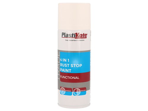 PlastiKote 440.0071022.076 Trade 4-in-1 Rust Stop Spray Paint White 400ml
