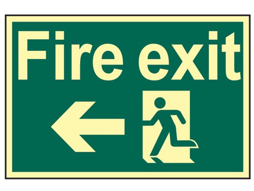 Scan 1583 Fire Exit Running Man Arrow Left - Photoluminescent 300 x 200mm