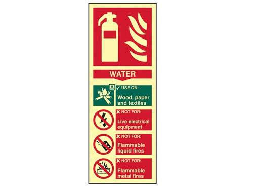 Scan 1590 Fire Extinguisher Composite Water - Photoluminescent 75 x 200mm