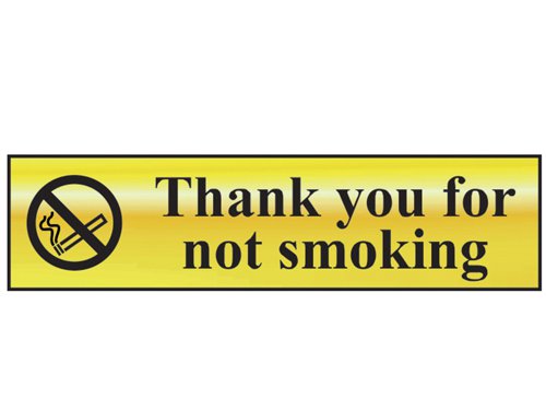 Scan 6001 Thank You For Not Smoking - Polished Brass Effect 200 x 50mm