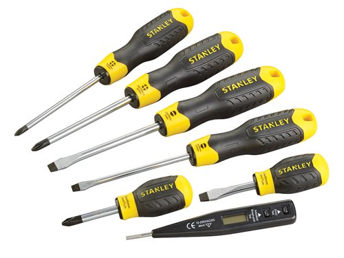 STANLEY® 0-65-009 Cushion Grip Screwdriver Set, 7 Piece/Voltage Tester