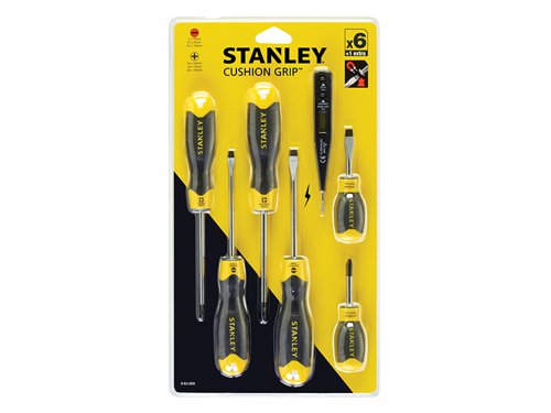 STANLEY® 0-65-009 Cushion Grip Screwdriver Set, 7 Piece/Voltage Tester