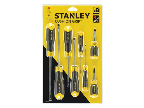 STANLEY® 0-65-011 Cushion Grip Screwdriver Set, 8 Piece