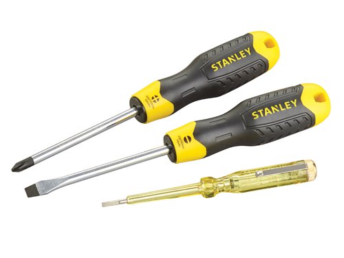 STANLEY® 0-65-012 Cushion Grip Screwdriver Set, 3 Piece/Voltage Tester