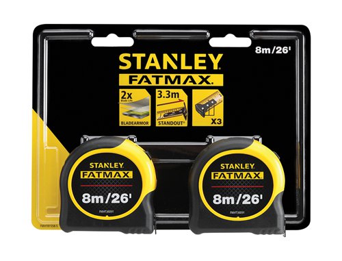 STANLEY® FMHT81558-5 FatMax® Classic Tape Twin Pack 8m/26ft (Width 32mm)