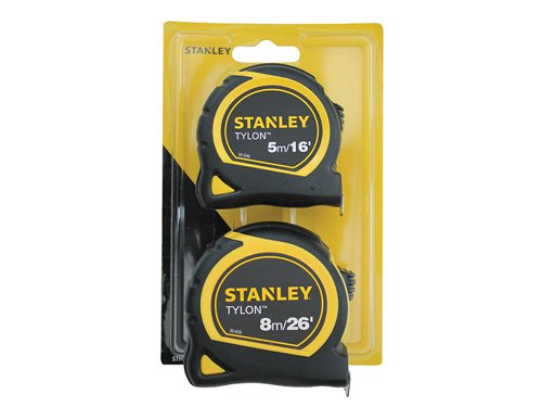 STANLEY® STHT9-98985 Tylon™ Pocket Tapes 5m/16ft + 8m/26ft (Twin Pack)