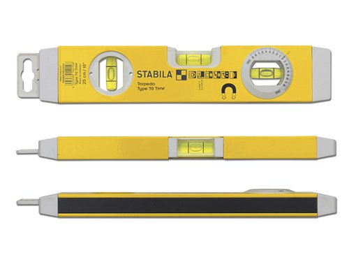 Stabila 14010 70TMW Torpedo Level 26cm Magnetic Base & Rotatable Angle Vial