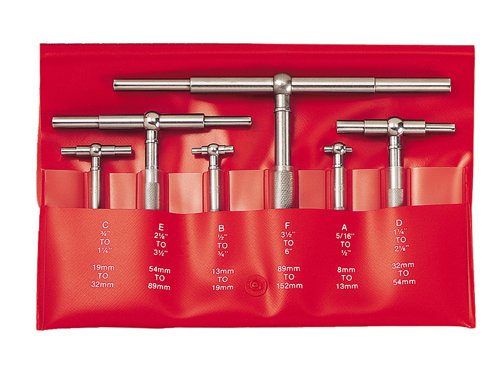 Starrett DC907 S579HZ Telescopic Gauge Set, 6 Piece 8-150mm