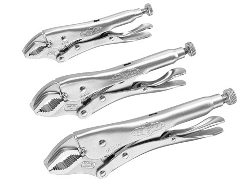 IRWIN Vise-Grip 10508020 Curved Jaw Locking Pliers Set of 3 (5CR/7CR/10CR)