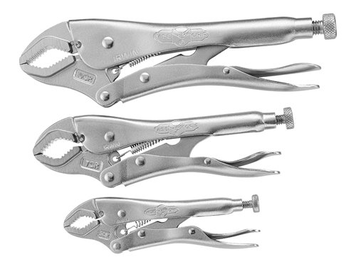 IRWIN Vise-Grip 10508020 Curved Jaw Locking Pliers Set of 3 (5CR/7CR/10CR)