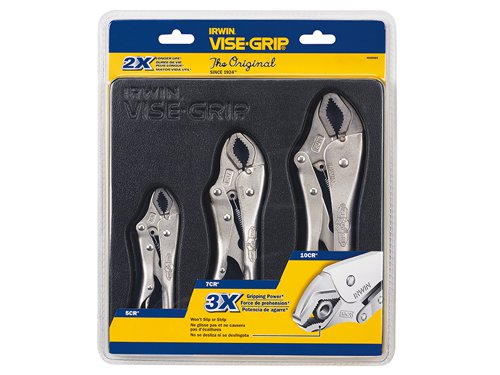 IRWIN Vise-Grip 10508020 Curved Jaw Locking Pliers Set of 3 (5CR/7CR/10CR)
