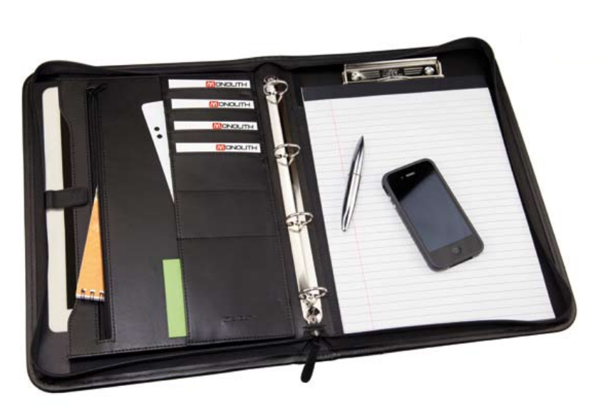 Leather Look Zip Ring Binder A4 Black