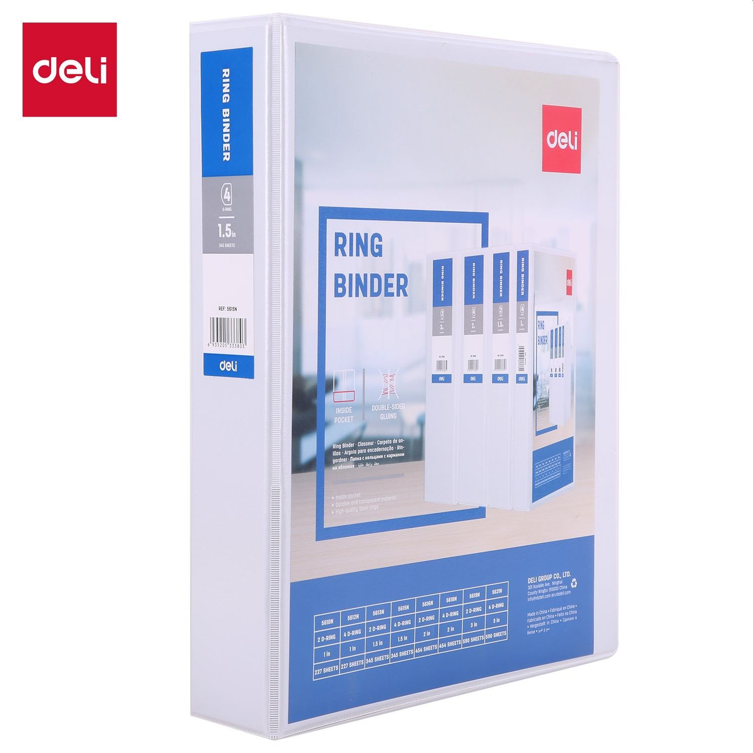 Deli Presentation Ring Binder White 4 Ring 38mm