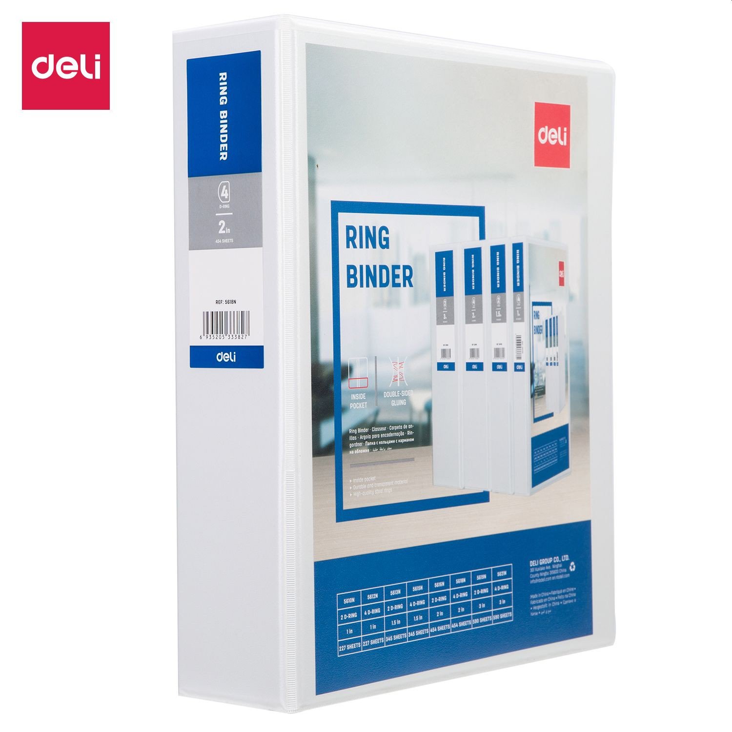 Deli Presentation Ring Binder White 4 Ring 50mm