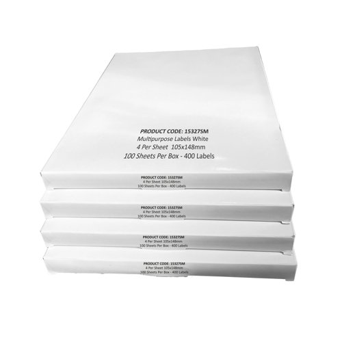 ValueX Multipurpose Label 105x148mm 4 Per A4 Sheet White (Pack 100 Labels) - 15327SM