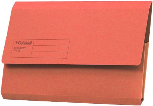 Guildhall Document Wallet Manilla Foolscap Half Flap 285gsm Red Pack of 50