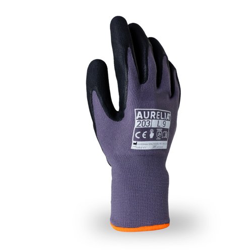 Grey Nylon Spandex Glove with Black Micro Nitrile Foam Small
