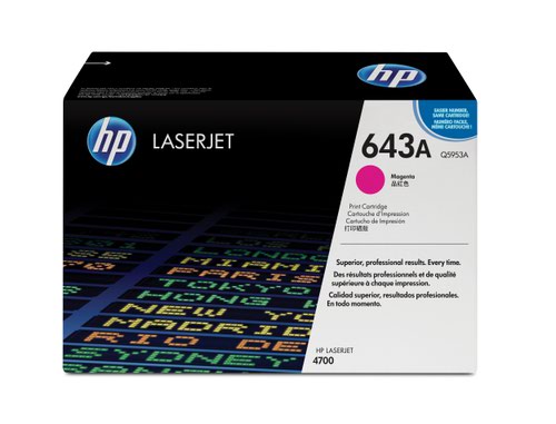 HP 643A Standard Capacity Magenta Toner Cartridge 10K pages for HP Color LaserJet 4700 - Q5953A