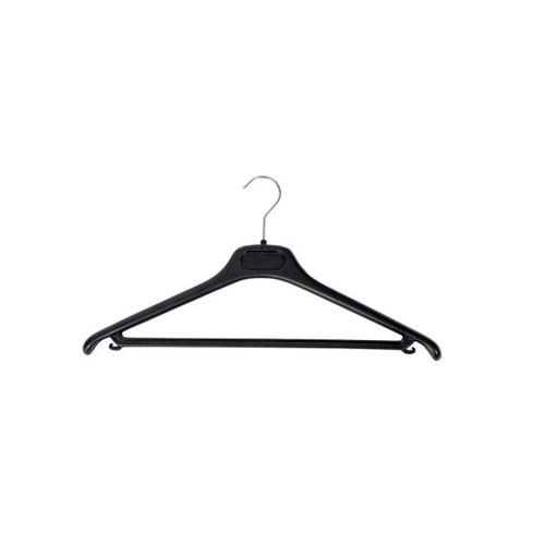 Alba ABS Coat Hanger with Bar Black (Pack 20) PMBASIC PL