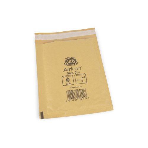 Jiffy Airkraft Mailers 0 Gold Int 140x195mm Ext 170x210mm Box 100