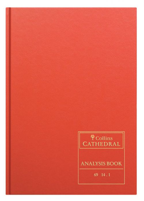 Collins Cathedral Analysis Book Casebound A4 14 Cash Column 96 Pages Red 69/14.1 - 811081 14312CS