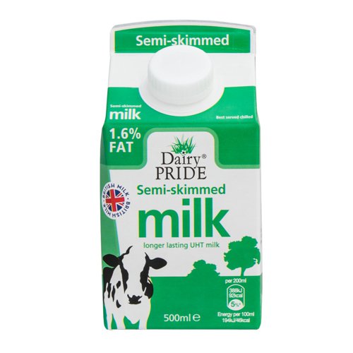 Dairy Pride Semi Skimmed Long Life Milk 500ml 402058 [Pack of 12]