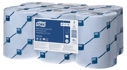 Tork 471115 H13 Hand Towel for Electronic Dispenser 1-Ply Blue 247mm x 143m Roll [Pack 6]