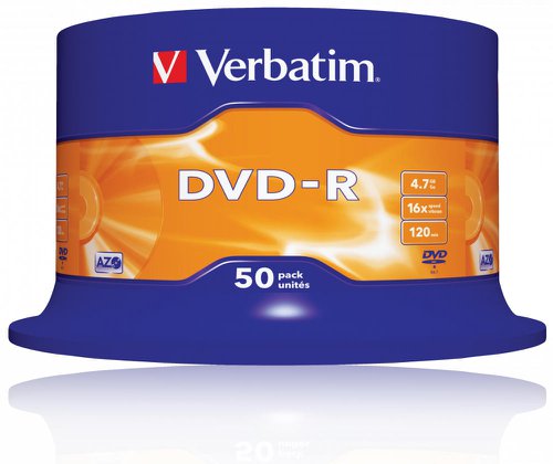 VM43548 Verbatim DVD-R Spindle 16x 4.7GB (Pack of 50) 43500