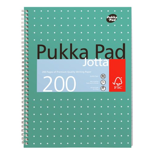 Pukka Pad Jotta A4 Wirebound Card Cover Notebook Ruled 200 Pages Metallic Green (Pack 3) - JM018