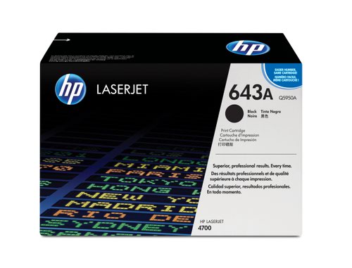 HP 643A Standard Capacity Black Toner Cartridge 11K pages for HP Color LaserJet 4700 - Q5950A