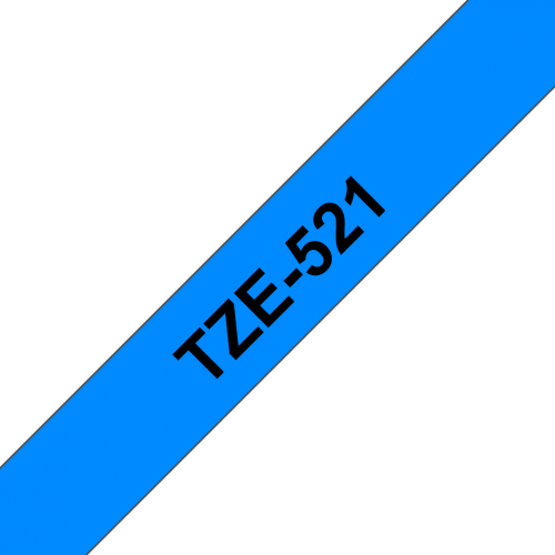 Brother TZE521 Black on Blue 8M x 9mm Gloss Tape 14094J