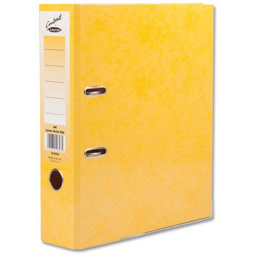 Concord Contrast Lever Arch File Laminated Paper on Board A4 70mm Spine Width Yellow (Pack 10)