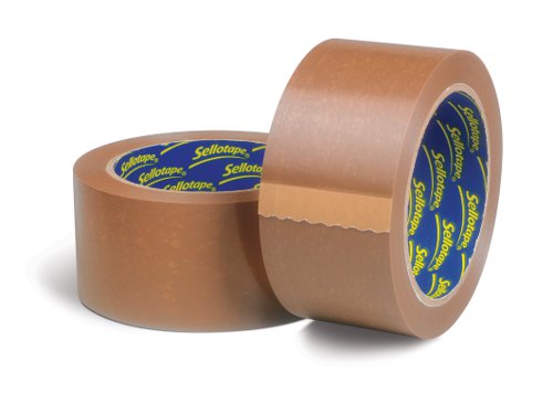 Sellotape Parcel Plus Vinyl Waterproof Extra Strong Buff Packaging Tape 50mm x 66m Brown (Pack 6) - 1447026 38007HK
