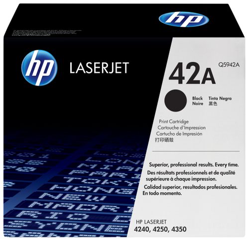 HP 42A Black Standard Capacity Toner 10K pages for HP LaserJet 4250/4350 - Q5942A