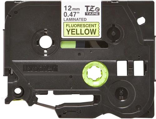 Brother P-Touch TZe Laminated Tape Cassette 12mm x 5m Black on Fluoroscent Yellow Tape TZEC31