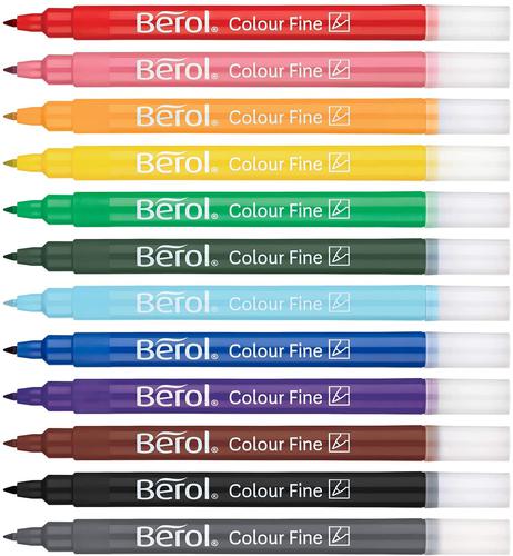 Berol Colour Fine Pen Water Based Ink Assorted (Pack of 12) S0672870