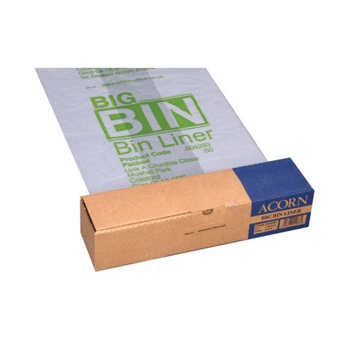 Acorn Big Bin Liners Heavy Duty Clear Bin Liners For Big Bin (Pack 50) - 504293