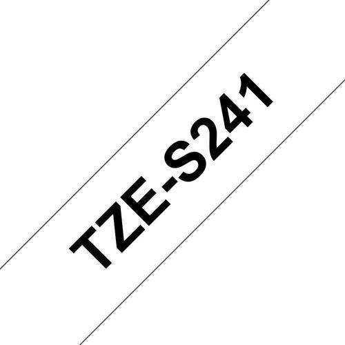 BRTZES241 | This genuine Brother TZe-S241 labelling tape cassette is guaranteed to provide you with crisp, sharp and easily readable labels that last.The special strong adhesive offers more sticking power to ensure your label stays attached on rough or uneven surfaces.Equally handy in the home, office or workplace, this laminated black on white TZe-S241 labelling tape can be used to identify the contents of everything from file folders and shelves to USB flash drives, as well as cables and other equipment.These self-adhesive laminated labels have been developed to withstand extremes of temperatures, and are resistant to chemicals, abrasion, sunlight and submersion in water, making them suitable for both indoor and outdoor use.TZe tape cassettes are quick and easy to install, and come in various label widths, colours and materials - ensuring your P-touch machine meets all your labelling needs.
