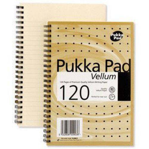 Pukka Pad Vellum A4 Wirebound Card Cover Ruled 120 Pages Yellow (Pack 3)